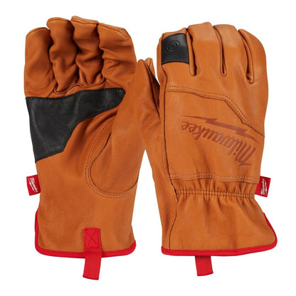 Work Gloves, L, Goatskin Leather Palm, Goatskin Leather, Brown