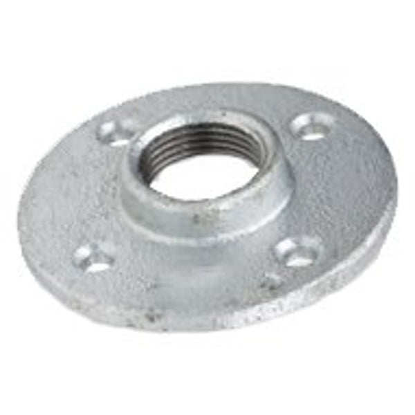 Floor Flange, 2 in, FNPT, 5-1/2 in OD, 4 Bolt Holes, 125 lb, Malleable Steel