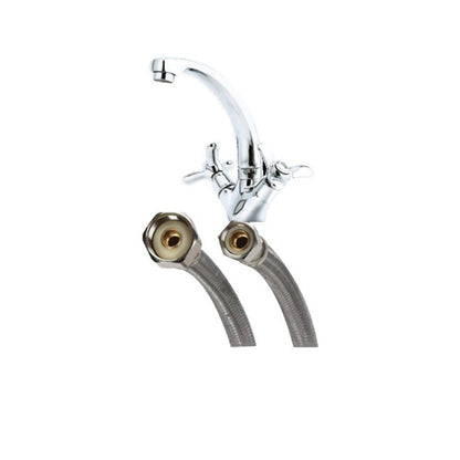 Flexible Water Supply, 3/8 x 1/2 in, Comp x FNPT, 9 in L, Stainless Steel