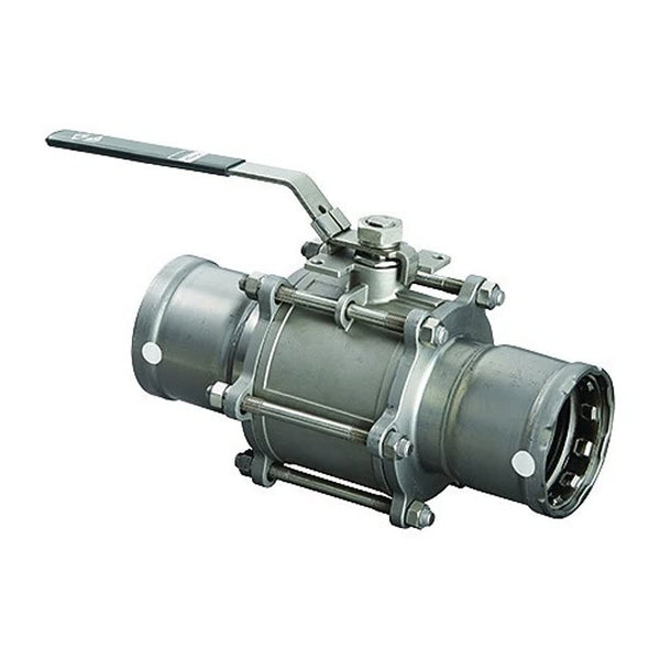 3-Piece Ball Valve, 4 in, Press, Full Port, Stainless Steel Ball, 316/316L Stainless Steel