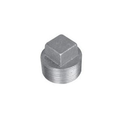 Square Head Plug, 3/8 in, MNPT, 150 lb, Malleable Iron, Galvanized, Domestic