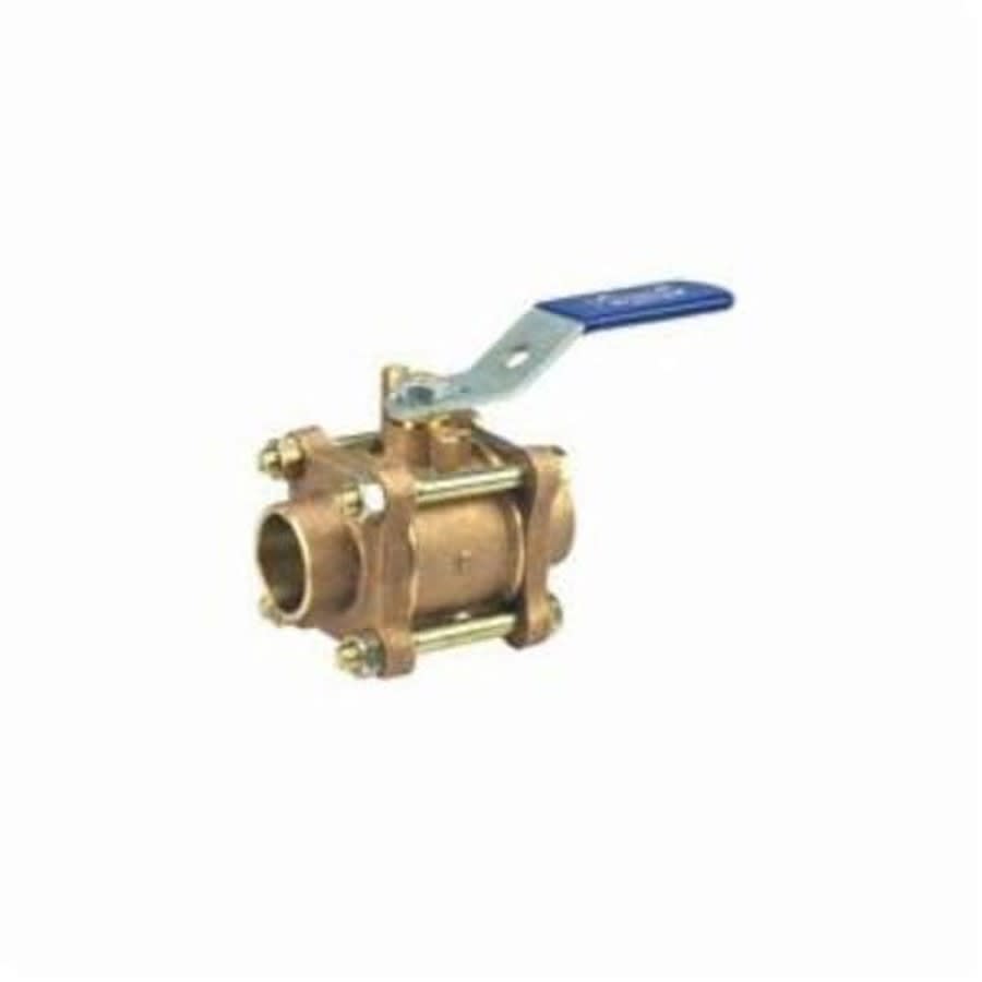 3-Piece Ball Valve, 1/2 in, C, Full Port, Brass Ball, Bronze