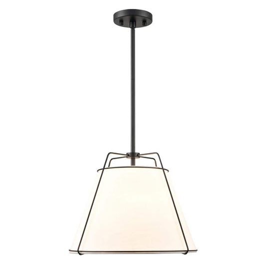 Lise 15 in. 1-Light Black Chandelier with Fabric Shade