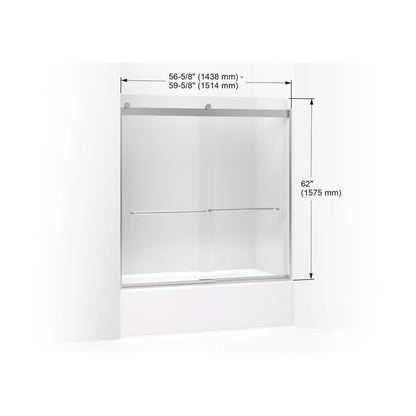 Levity 62" High x 59-5/8" Wide Bypass Frameless Tub Door with Clear Glass