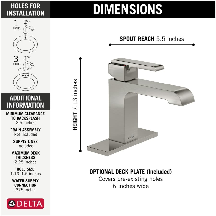 Ara 1.2 GPM Single Hole Bathroom Faucet Less Pop-Up Drain Assembly - Limited Lifetime Warranty