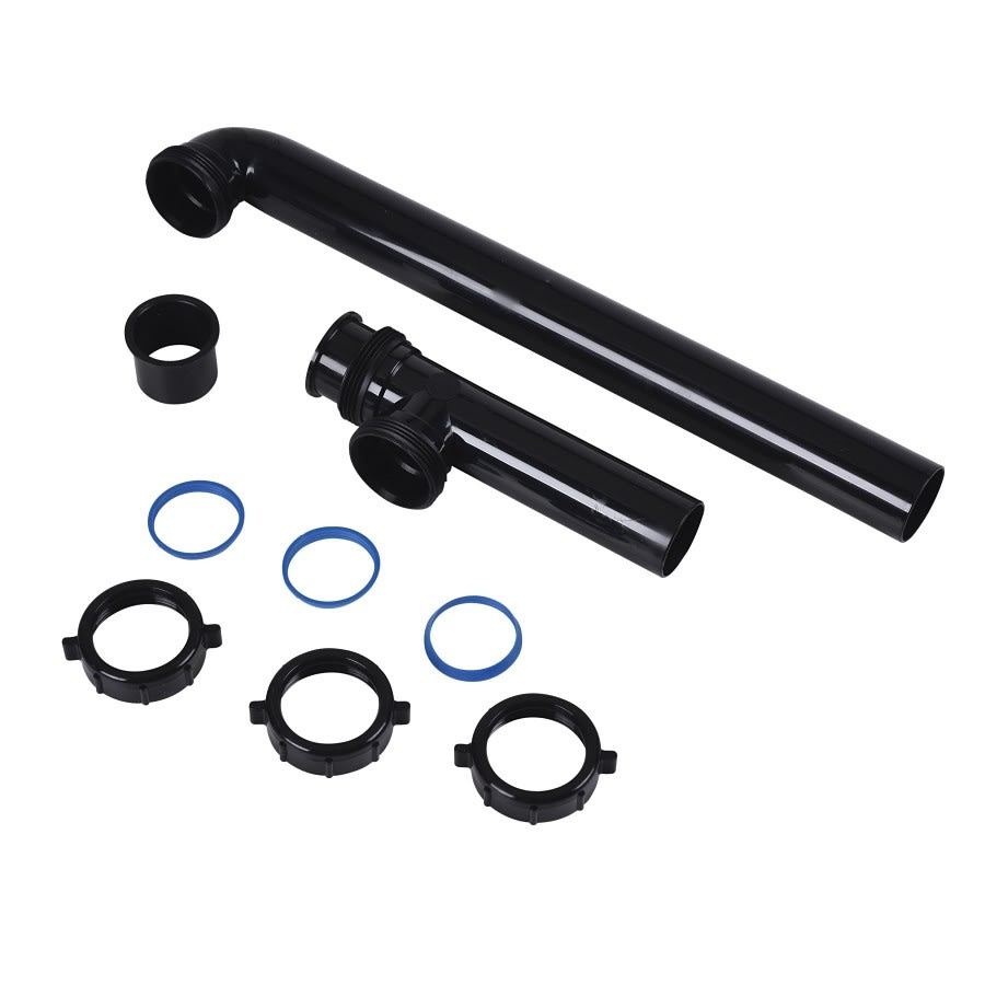 Continuous Waste, End Outlet, 1-1/2 in, ABS, Black