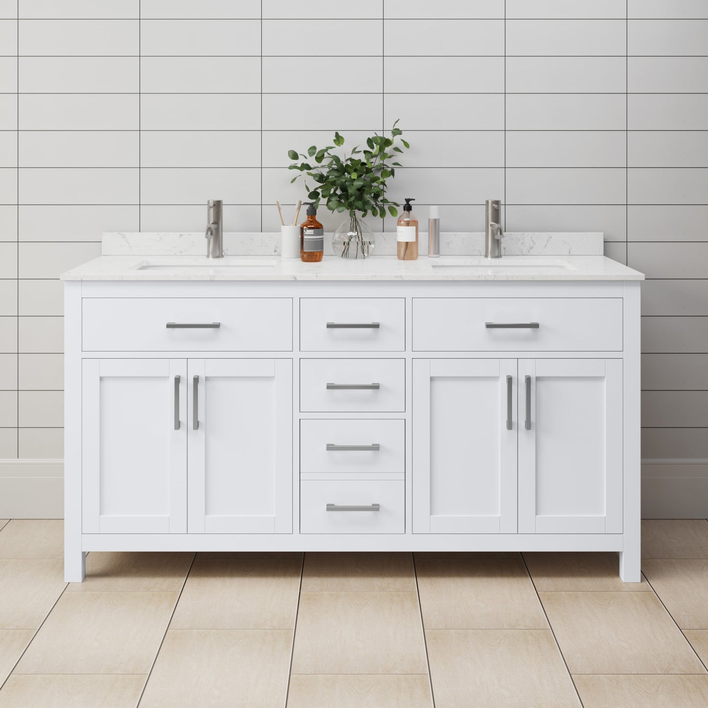 Beckett Double Bathroom Vanity - 66W x 35H x 22D