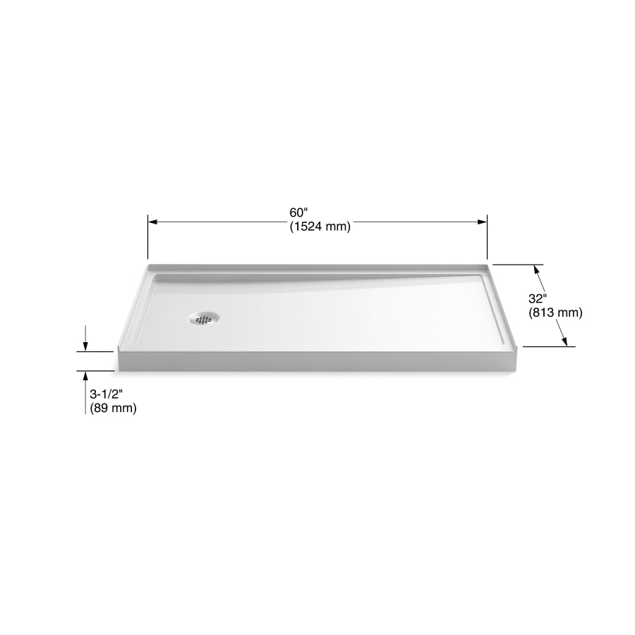 Rely 32" x 60" Shower Base with Single Threshold and Left Drain