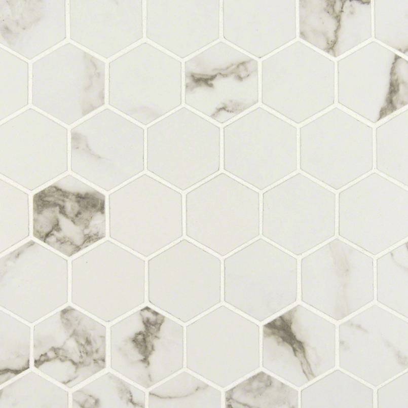 Pietra Statuario 2" Hexagon Mosaic Tile