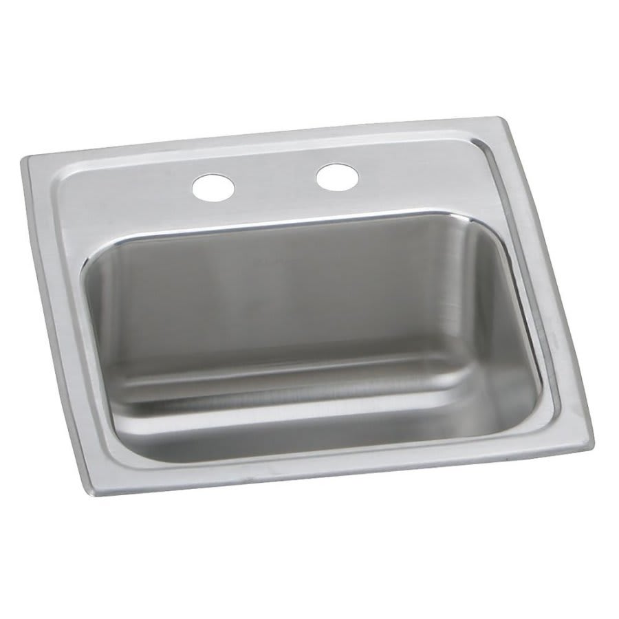 Celebrity Single Bowl Bar Sink, Top Mount, ADA, 15 x 15 in, 6 in Bowl Depth, 2-Hole, 20 ga Brushed Satin Steel, Stainless