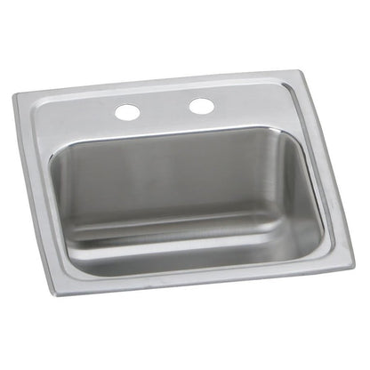 Celebrity Single Bowl Bar Sink, Top Mount, ADA, 15 x 15 in, 6 in Bowl Depth, 2-Hole, 20 ga Brushed Satin Steel, Stainless
