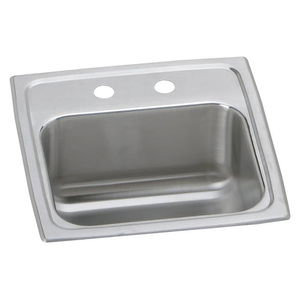 Celebrity Single Bowl Bar Sink, Top Mount, ADA, 15 x 15 in, 6 in Bowl Depth, 2-Hole, 20 ga Brushed Satin Steel, Stainless