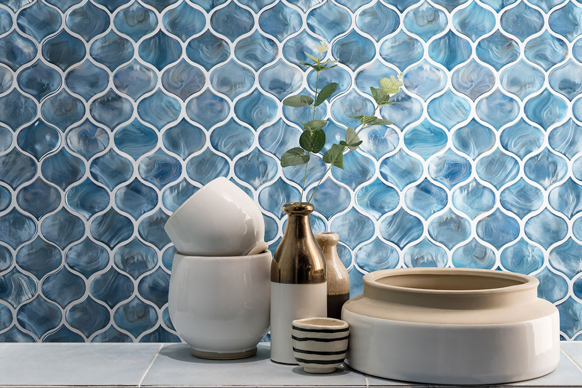 Blue Shimmer Arabesque Tile