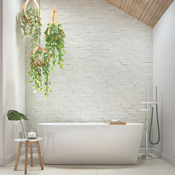 Stacked Stone Sanya White Rectangle, Natural Cleft 6X24