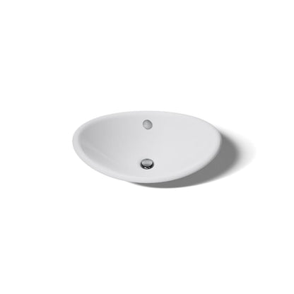 Iron Plains 20-3/4"L Cast Iron Drop-In Semi-Vessel Sink with Overflow and Black Painted Underside