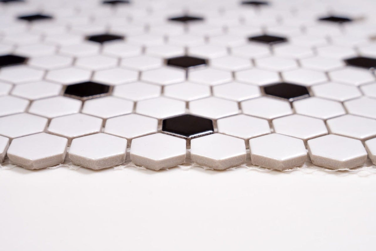 1x1 White and Black Hexagon