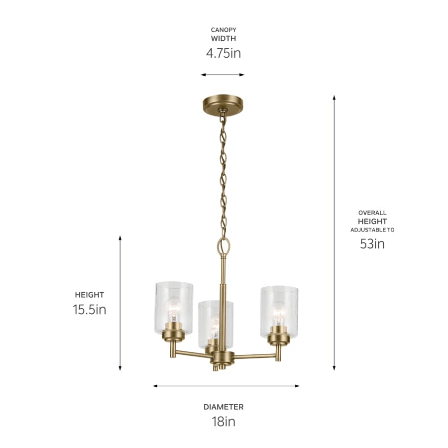 Winslow 3 Light 18" Wide Chandelier