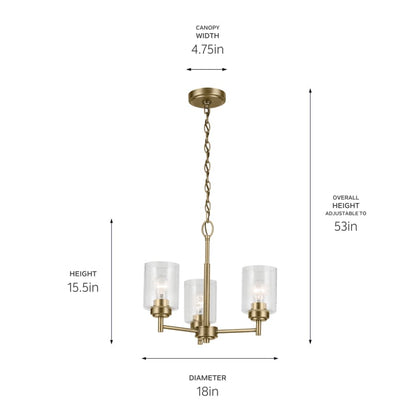 Winslow 3 Light 18" Wide Chandelier