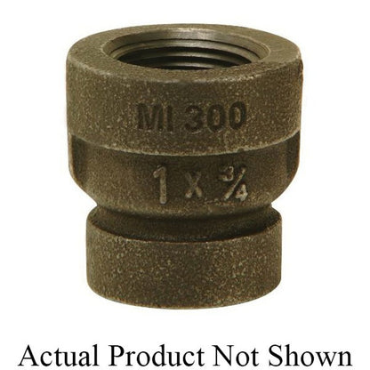 Reducer Coupling, 1-1/4 x 3/4 in, FNPT, 300 lb, Malleable Iron, Black