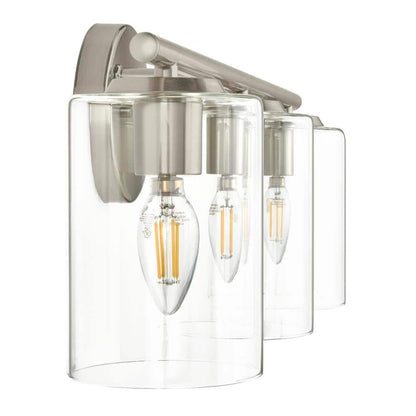 Champlain 22.375 in. 3-Light Brushed Nickel Modern Bathroom Vanity Light with Clear Glass Shades