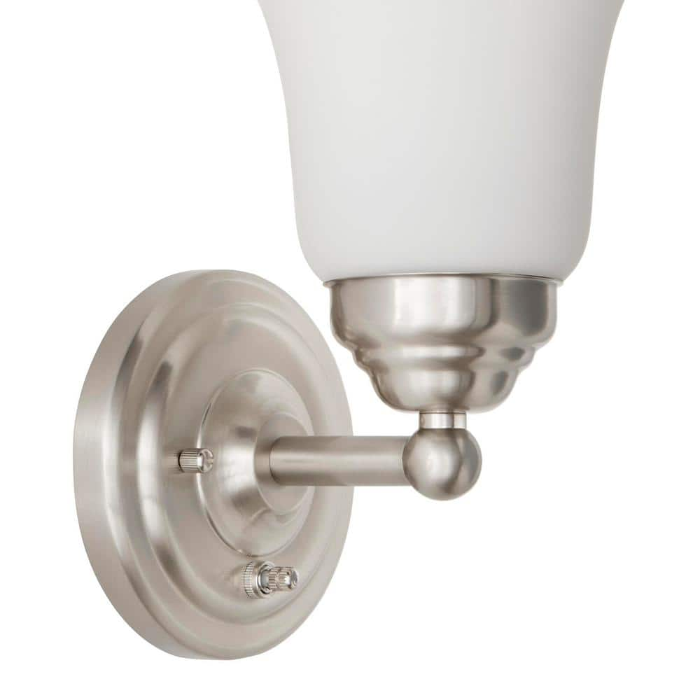 Ashurst 1-Light Brushed Nickel Wall Sconce with Switch