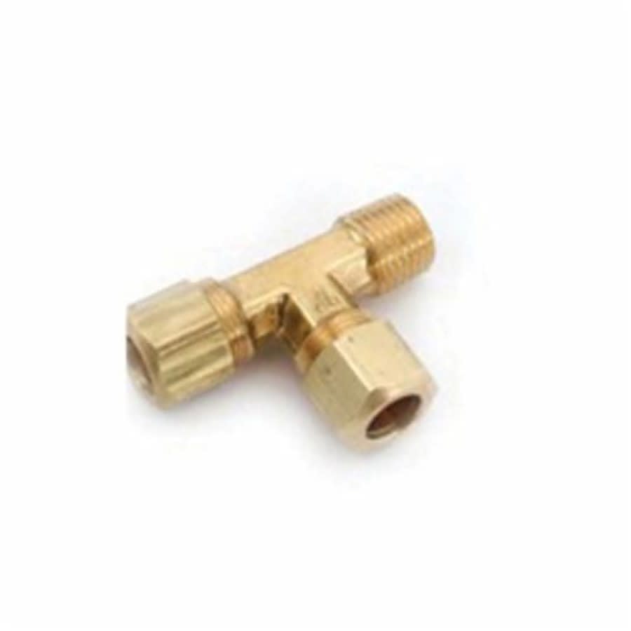 Tee, 1/2 x 3/8 in, Comp, Brass, Rough Brass, Domestic