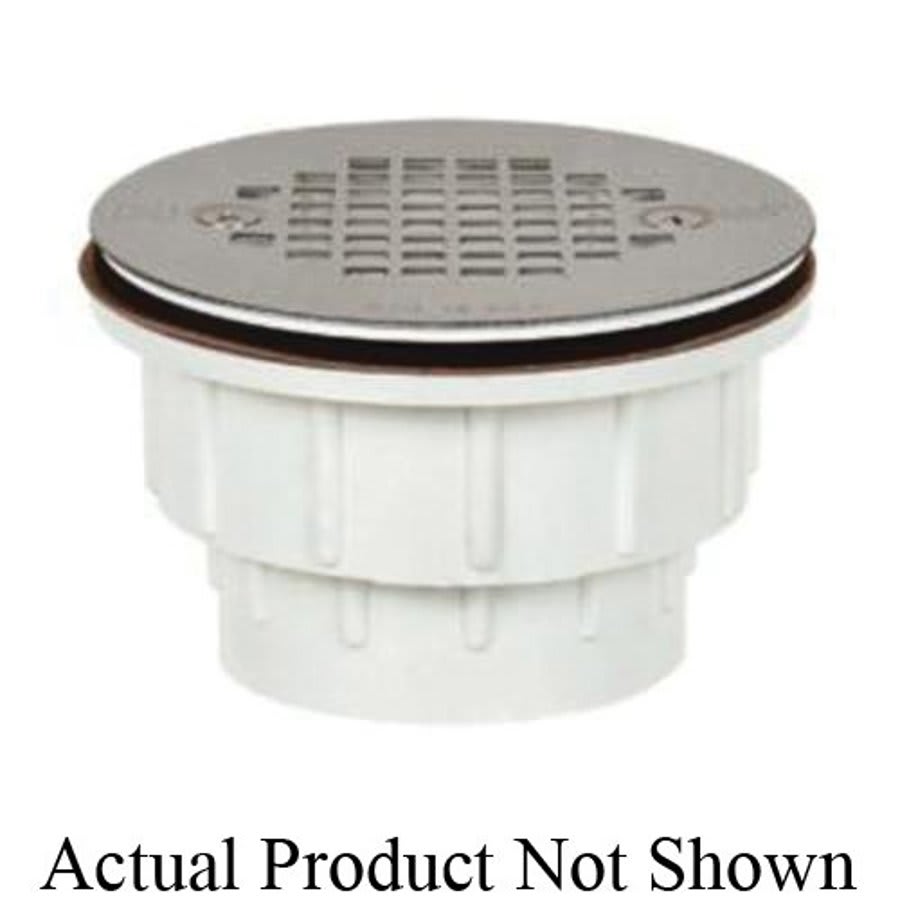 Shower Module Drain, 2 in, Solvent Weld, 4-1/4 in, Grid, PVC Drain, Stainless Steel