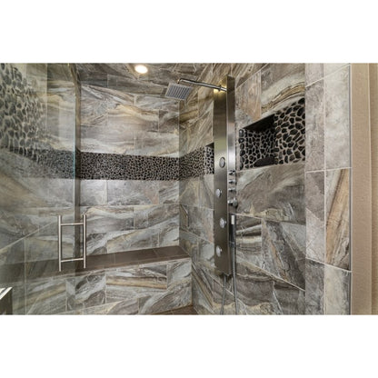 FLAT RIVERA PEBB BK 12X12 MSH