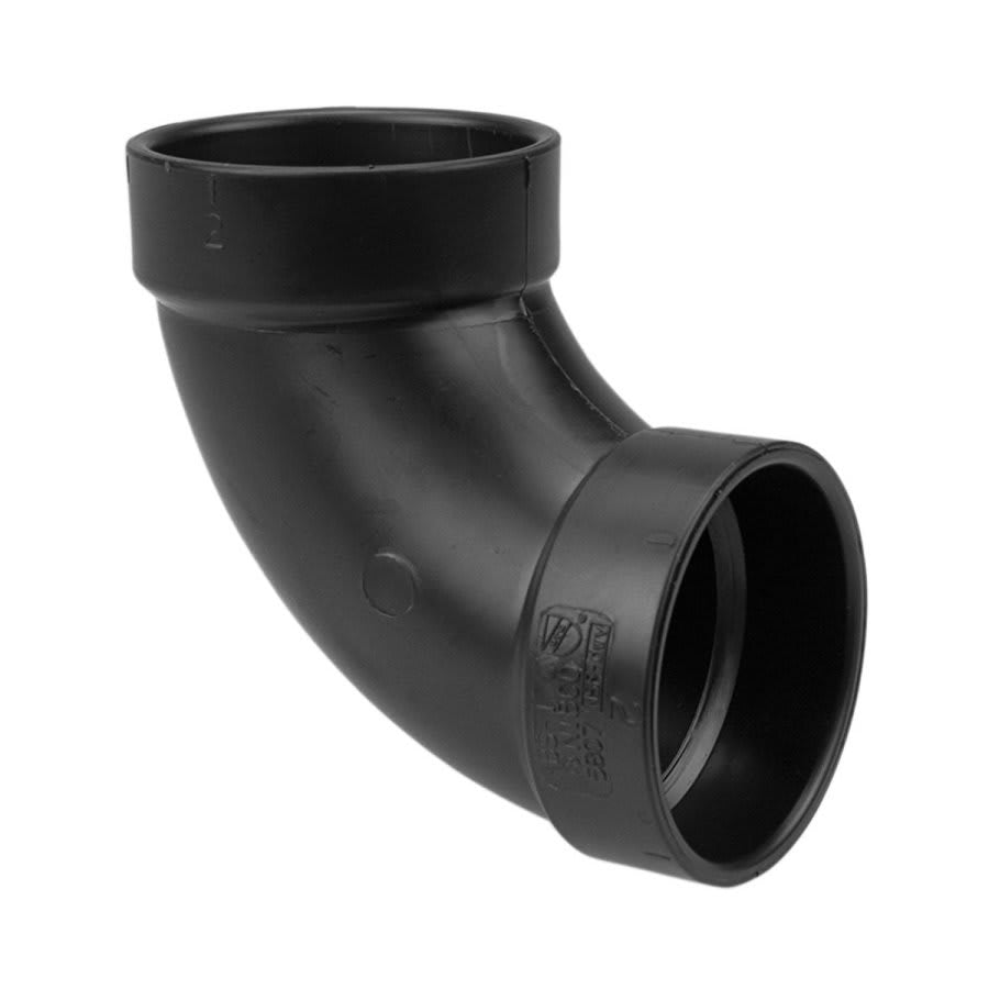 DWV 90 deg Elbow, 4 in, Hub, ABS