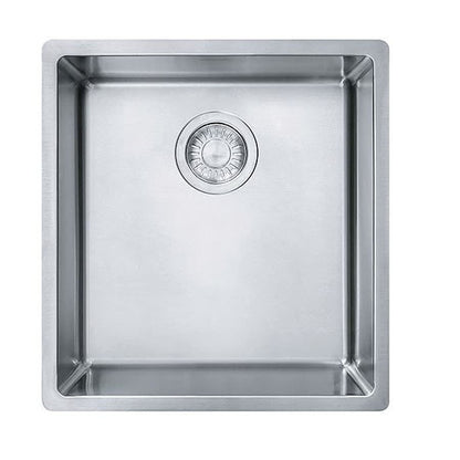 Cube Single Bowl Bar Sink, Under Mount, 16-1/2 x 17-3/4 in, 9 in Bowl Depth, 18 ga Satin Steel, Stainless
