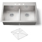 Vault 33" Double Basin Top-Mount/Under-Mount 18-Gauge Stainless Steel Kitchen Sink with Smart Divide