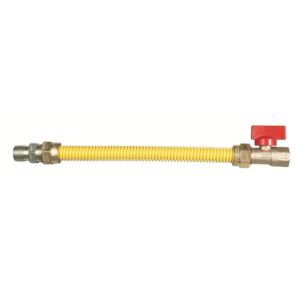 Gas Flex with Ball Valve, 3/8 in ID, 1/2 in, MNPT x FNPT, 36 in L