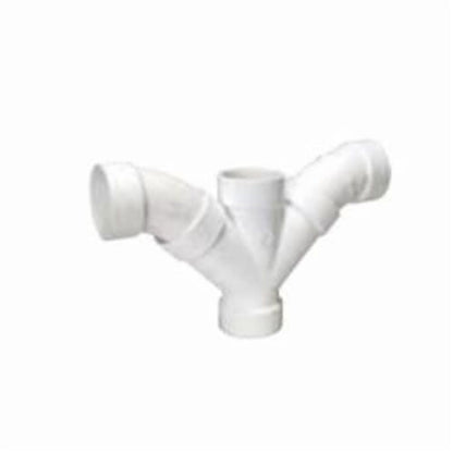 Double Combination Wye and 45 deg Elbow, 4 in, Hub, DWV, PVC