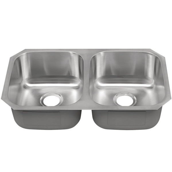 Single Bowl Kitchen Sink, Under Mount, 32-3/8 x 18-1/8 in, 9 in Bowl Depth, 16 ga Satin Steel, Stainless