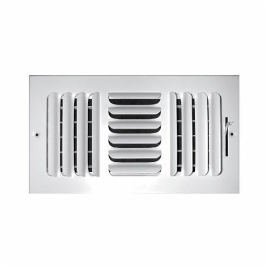 3-Way Curved Blade Supply Register, 12 x 6 in, Horizontal Blades, 7/8 in Spacing, Multi Shutter Damper, Steel, White
