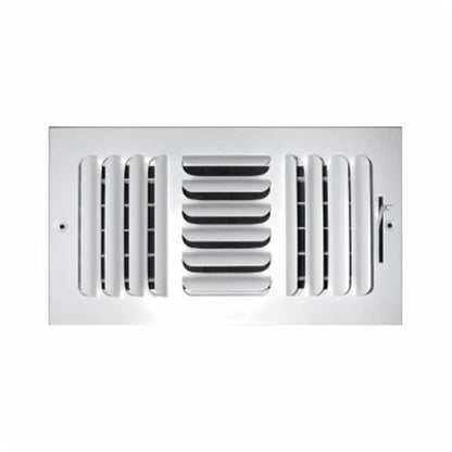 3-Way Curved Blade Supply Register, 12 x 6 in, Horizontal Blades, 7/8 in Spacing, Multi Shutter Damper, Steel, White