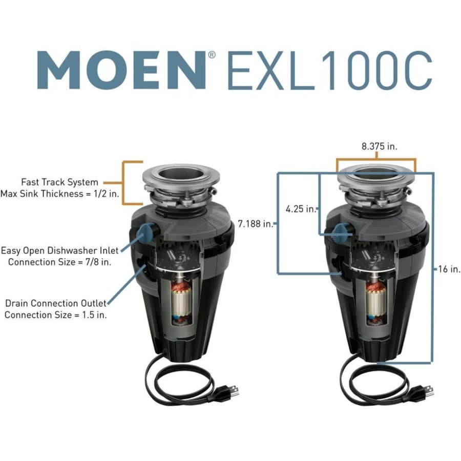 EX Series 1 HP Continuous Garbage Disposal with Motion Activated Lighting