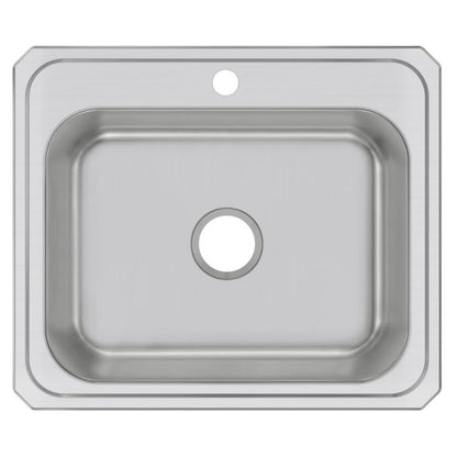 Celebrity Single Bowl Kitchen Sink, Top Mount, 25 x 21-1/4 in, 6-3/4 in Bowl Depth, 1-Hole, 20 ga Brushed Satin Steel, Stainless