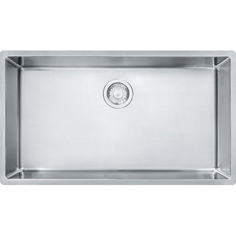 Cube Single Bowl Kitchen Sink, Under Mount, 31-9/16 x 17-3/4 in, 9 in Bowl Depth, 18 ga Satin Steel, Stainless