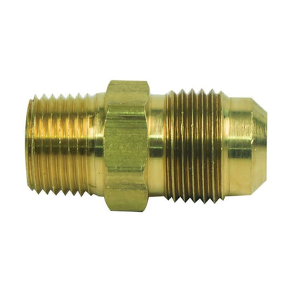 Male Adapter, 1/2 x 3/8 in, Flare x MNPT, Brass, Rough Brass, Domestic