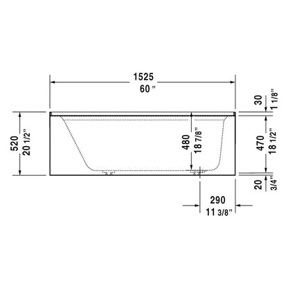 Architec Alcove Tub, 60 x 32 x 19-1/4 in, Right Hand Drain, White