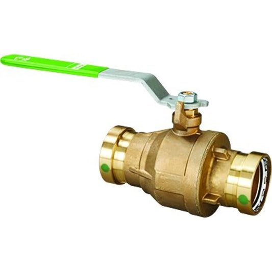 1-Piece Ball Valve, 3 in, Press, Full Port, Plated Brass Ball, Bronze