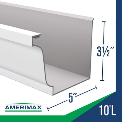 5 in. x 10 ft. White Aluminum K-Style Gutter