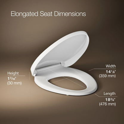PureWarmth Elongated Toilet Seat and Lid with Soft Close, Quick Release, and Night Light