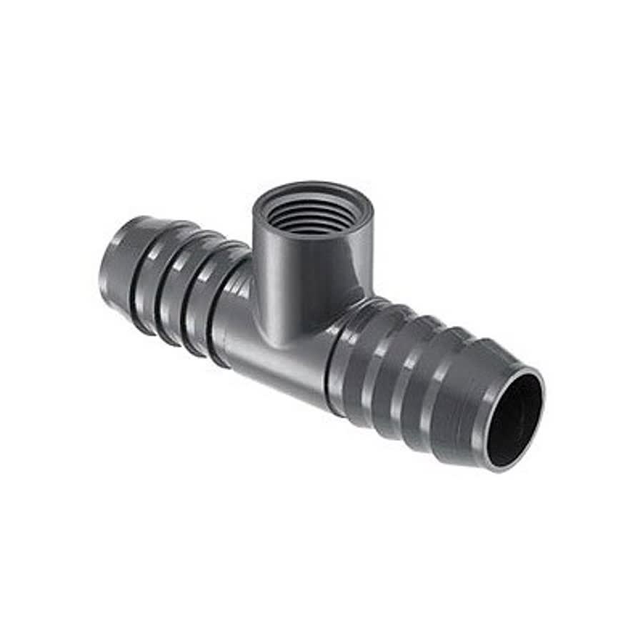 Tee, 1-1/4 x 3/4 in, Insert x Insert x FNPT, PVC