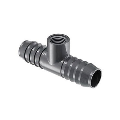 Tee, 1-1/4 x 3/4 in, Insert x Insert x FNPT, PVC