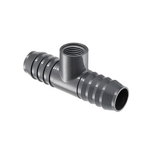 Tee, 1-1/4 x 3/4 in, Insert x Insert x FNPT, PVC
