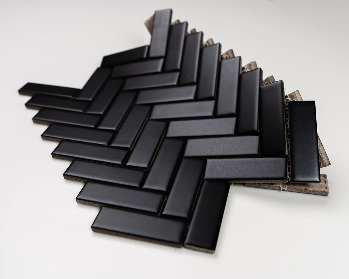 1x3 Black Herringbone