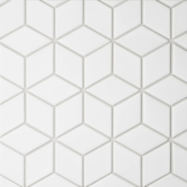 Le Cafe 2" x 3" Diamond Matte Porcelain Mosaic Tile in White