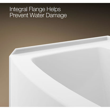 60" Three Wall Alcove Curved Apron Soaking Tub with Right Hand Drain